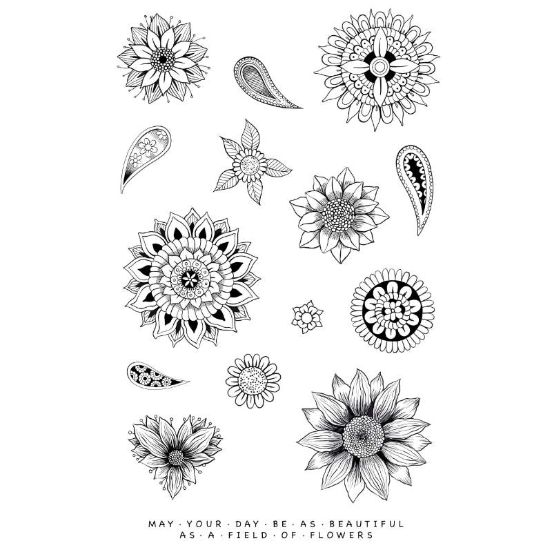 Katkin Krafts Full Bloom 6 in x 8 in Clear Stamp Set-2