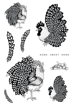 Set de sellos transparentes Katkin Krafts The Roosters de 6 pulg x 8 pulg-2