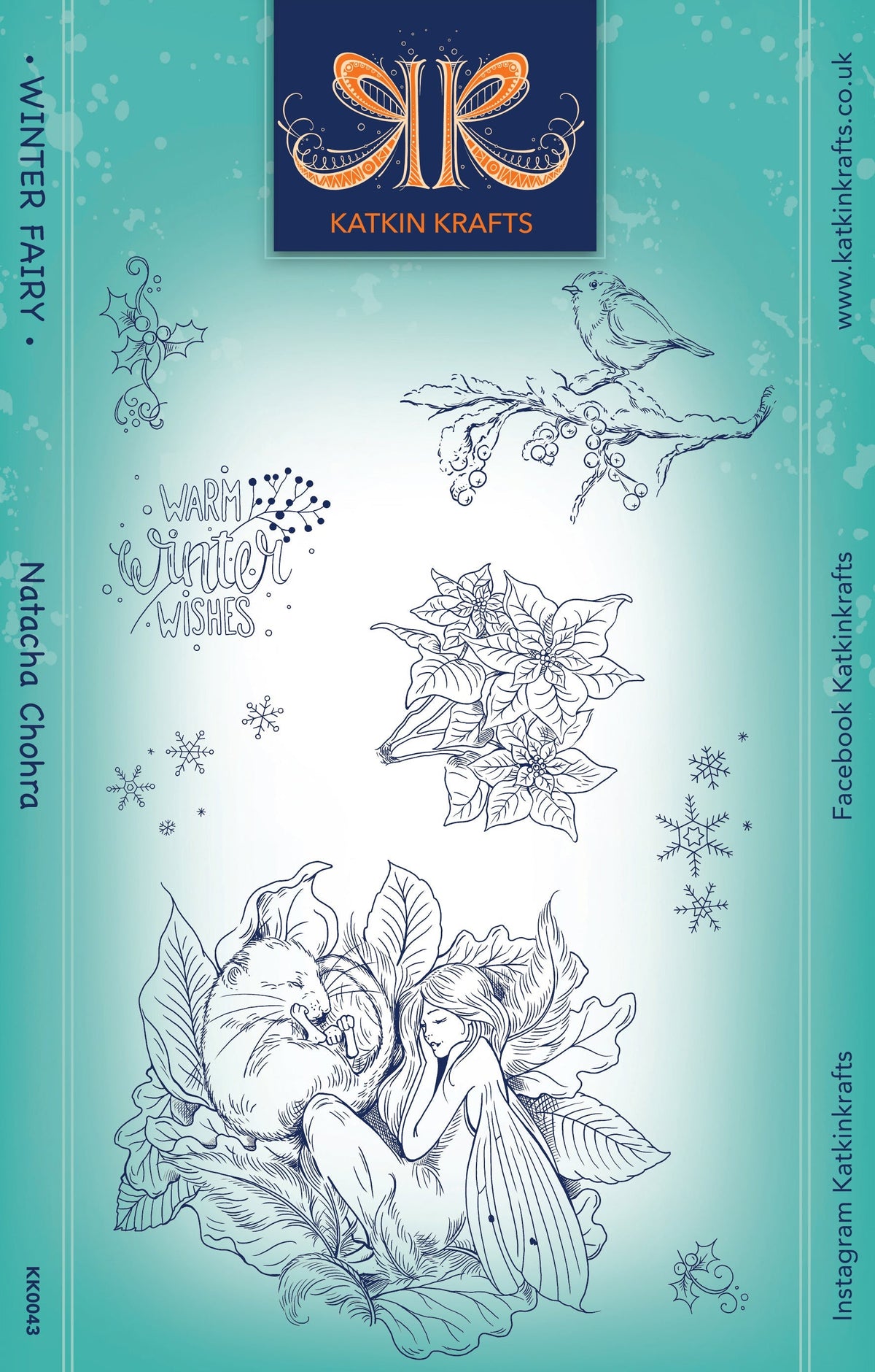 Set de sellos transparentes Katkin Krafts Winter Fairy de 6 x 8 pulgadas-1