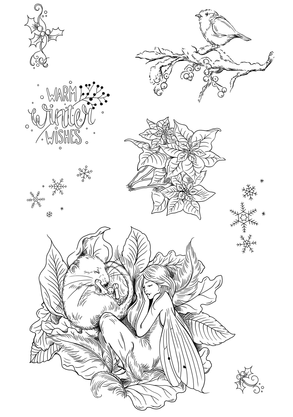 Set de sellos transparentes Katkin Krafts Winter Fairy de 6 x 8 pulgadas-2