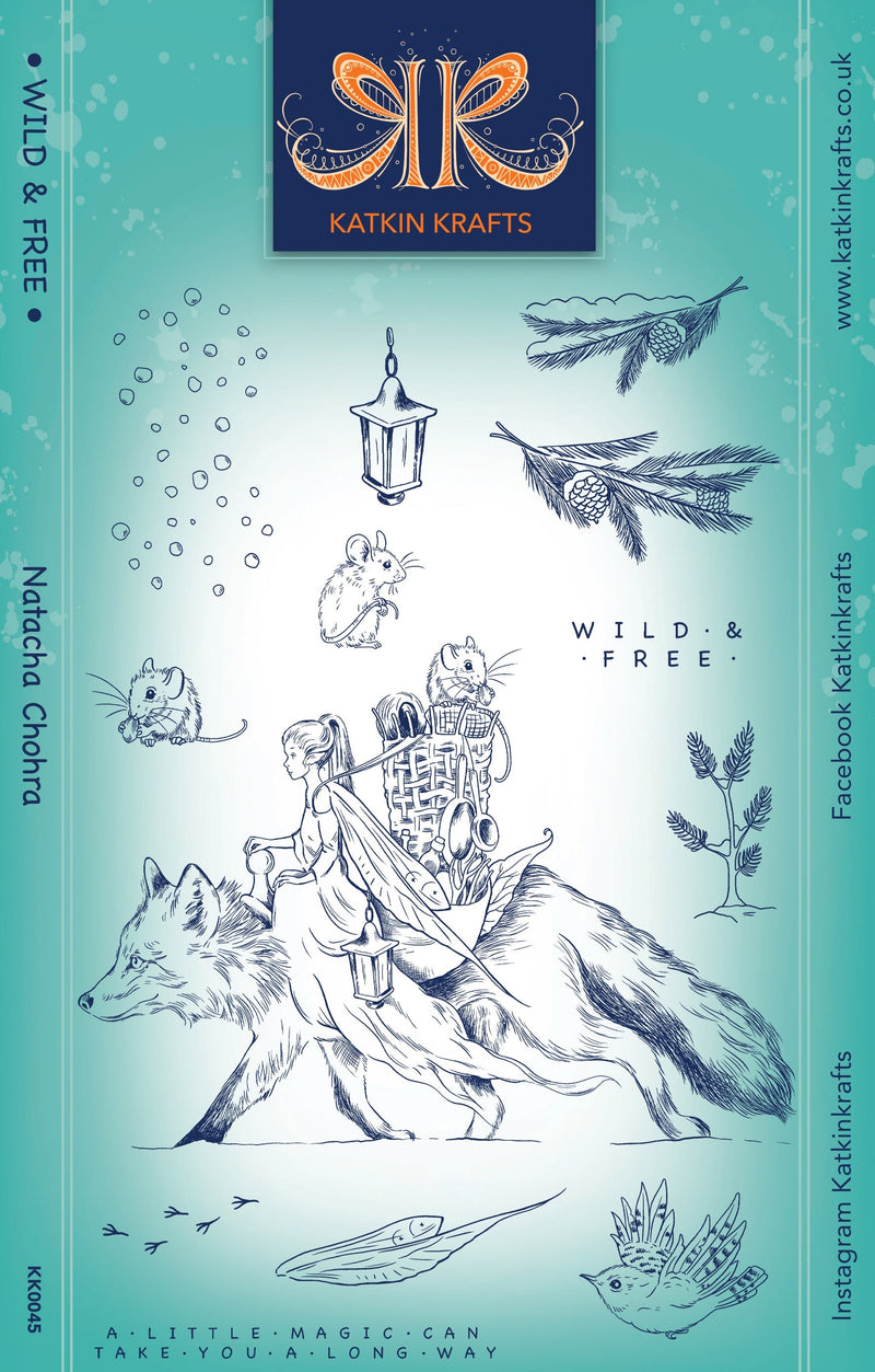 Set de sellos transparentes Katkin Krafts Wild & Free, 6 pulg. x 8 pulg.-1