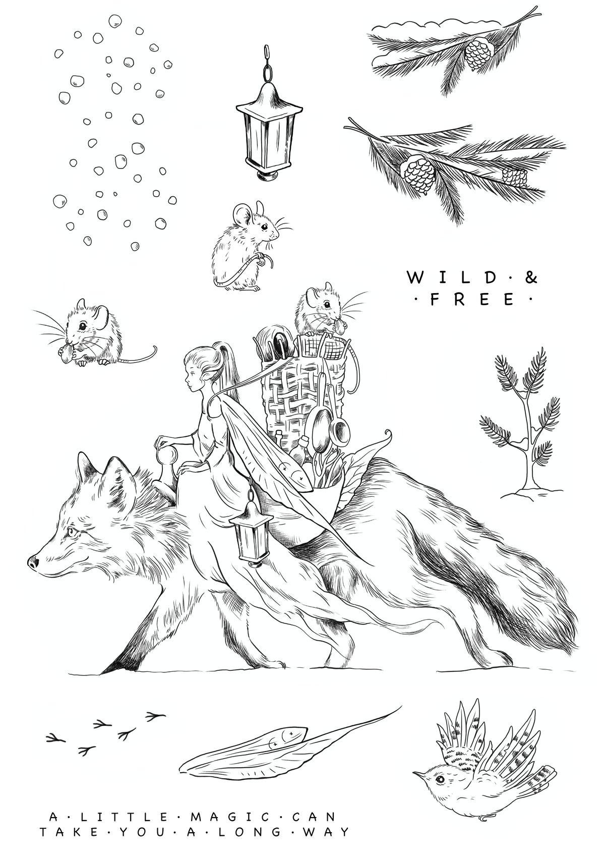 Set de sellos transparentes Katkin Krafts Wild & Free, 6 pulg. x 8 pulg.-6
