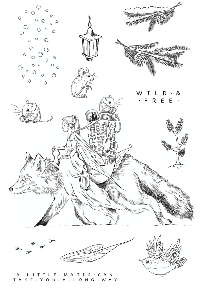 Set de sellos transparentes Katkin Krafts Wild & Free, 6 pulg. x 8 pulg.-6