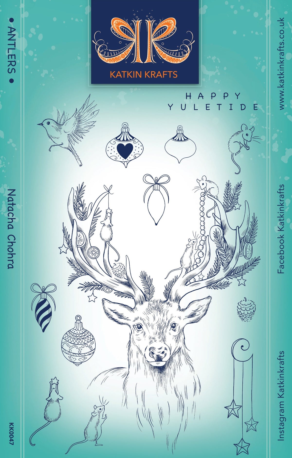 Juego de sellos transparentes Antlers de Katkin Krafts, 6 pulg. x 8 pulg.-1