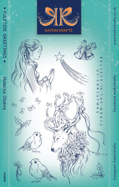 Katkin Krafts Yuletide Greetings 6 in x 8 in Clear Stamp Set-1