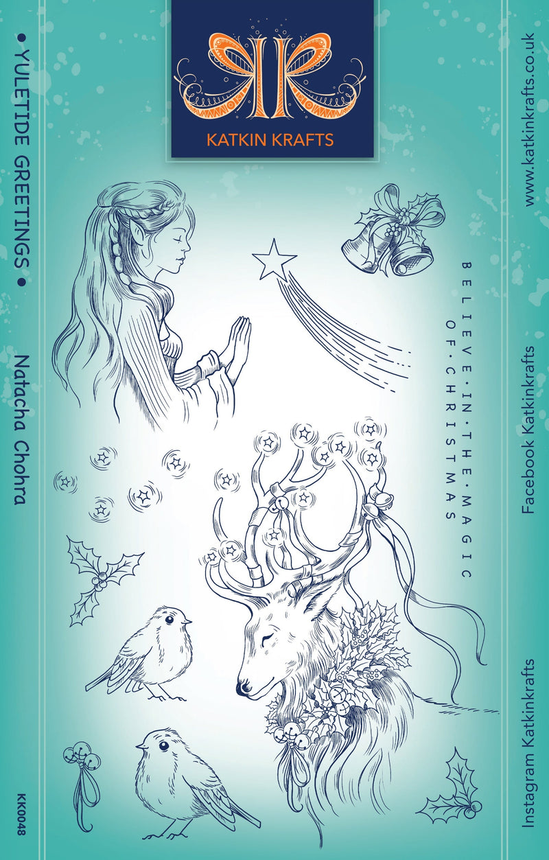Katkin Krafts Yuletide Greetings 6 in x 8 in Clear Stamp Set-1