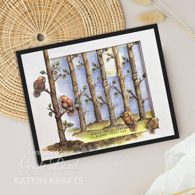 Set de sellos transparentes Katkin Krafts Bright Birds de 6 pulg. x 8 pulg.-9