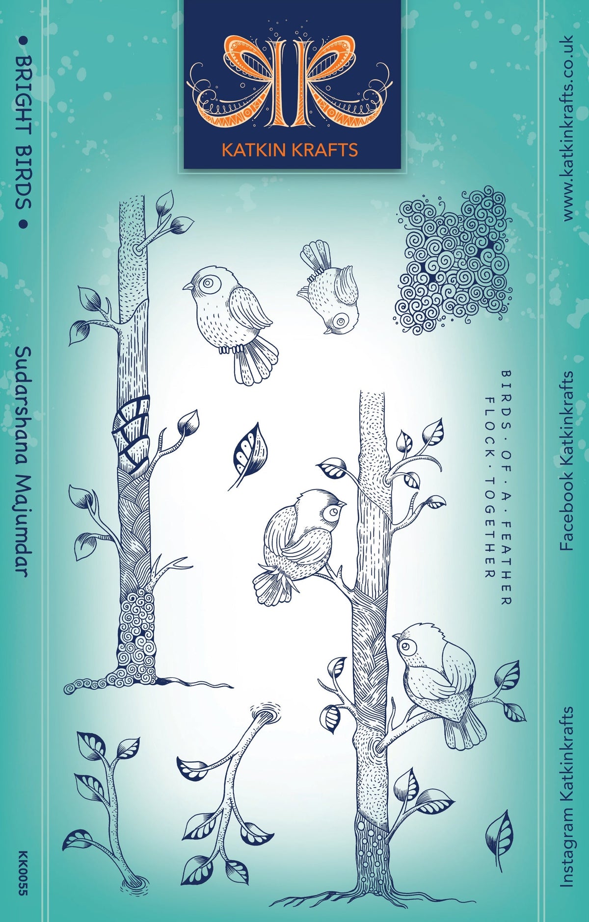 Set de sellos transparentes Katkin Krafts Bright Birds de 6 pulg. x 8 pulg.
