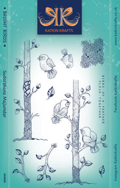 Set de sellos transparentes Katkin Krafts Bright Birds de 6 pulg. x 8 pulg.-1
