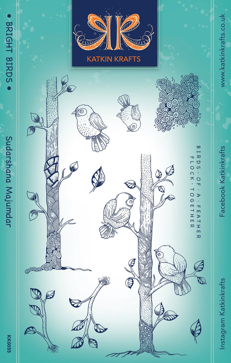 Set de sellos transparentes Katkin Krafts Bright Birds de 6 pulg. x 8 pulg.-1