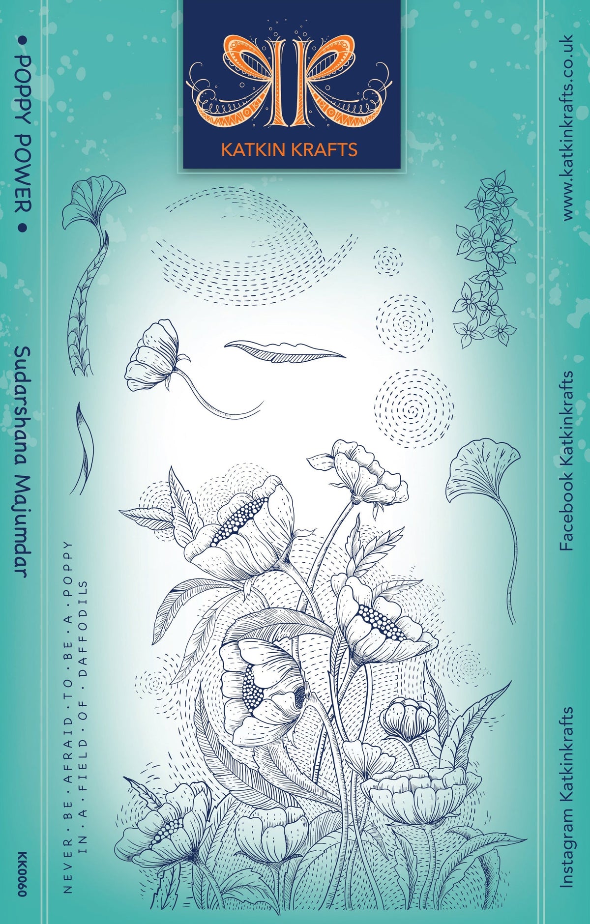 Set de sellos transparentes Katkin Krafts Poppy Power de 6 x 8 pulgadas-1