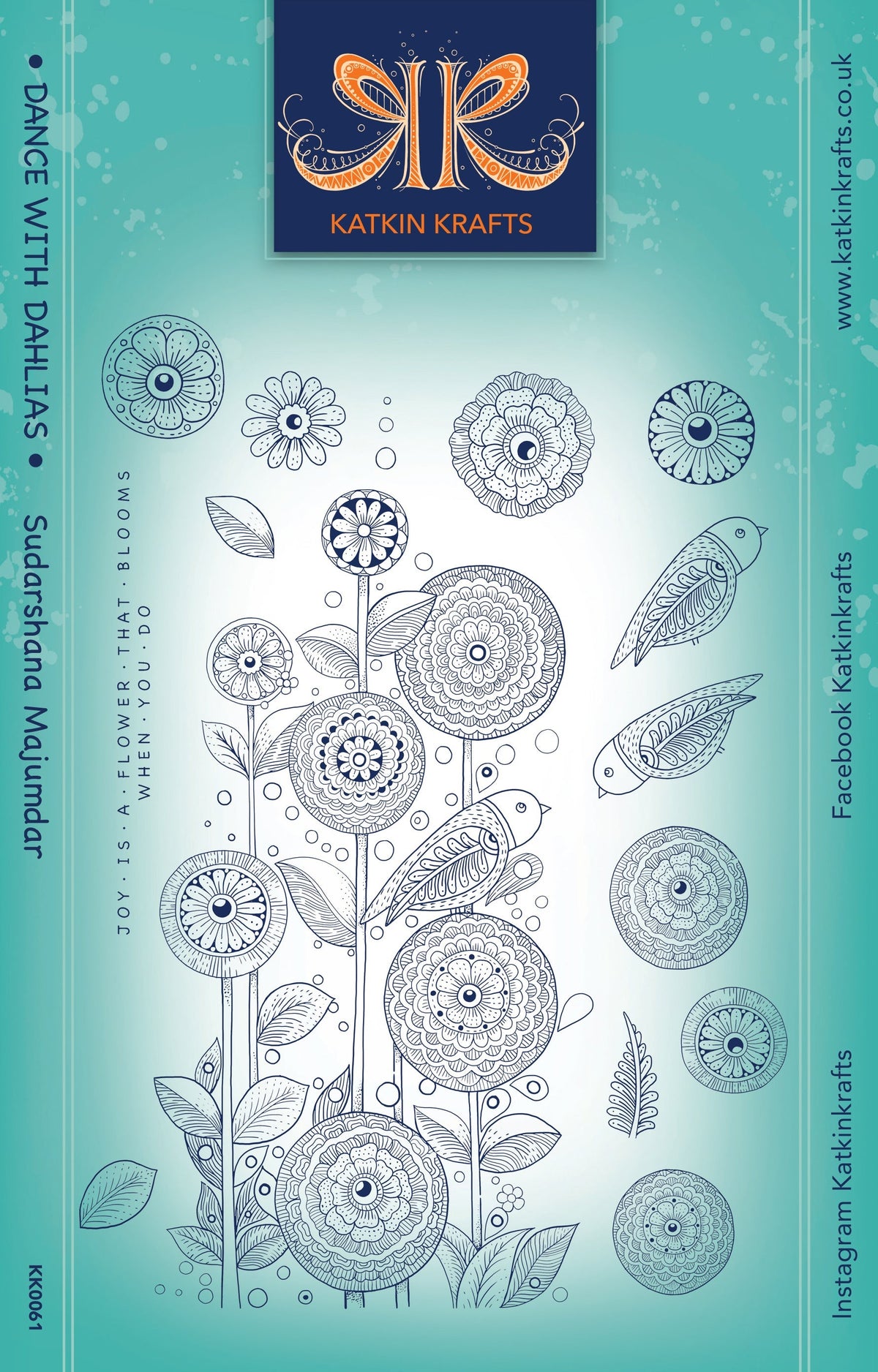 Set de sellos transparentes Katkin Krafts Dance With Dahlias de 6 x 8 pulgadas