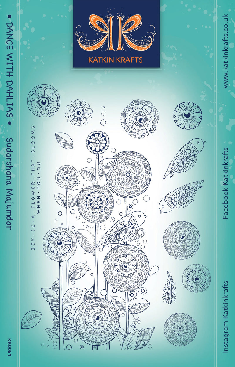 Set de sellos transparentes Katkin Krafts Dance With Dahlias de 6 x 8 pulgadas-1