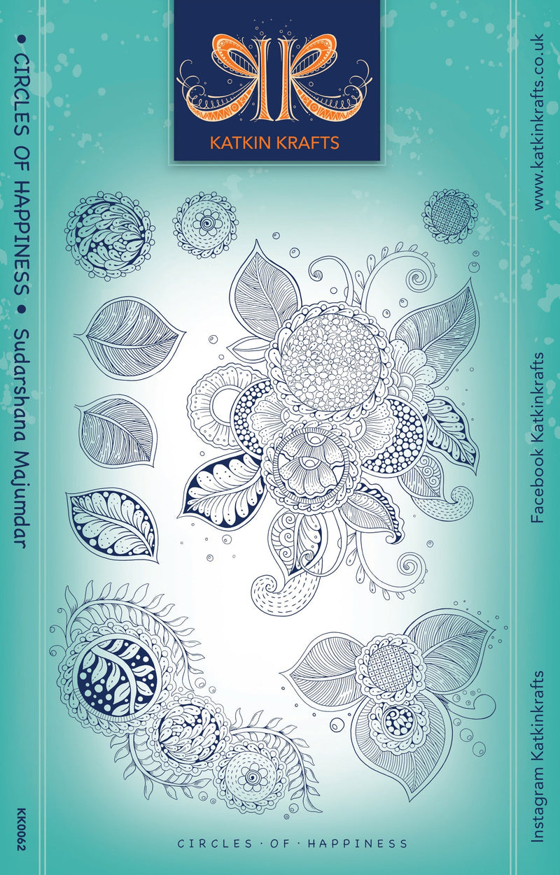Set de sellos transparentes Katkin Krafts Circles Of Happiness de 6 pulg. x 8 pulg.-1