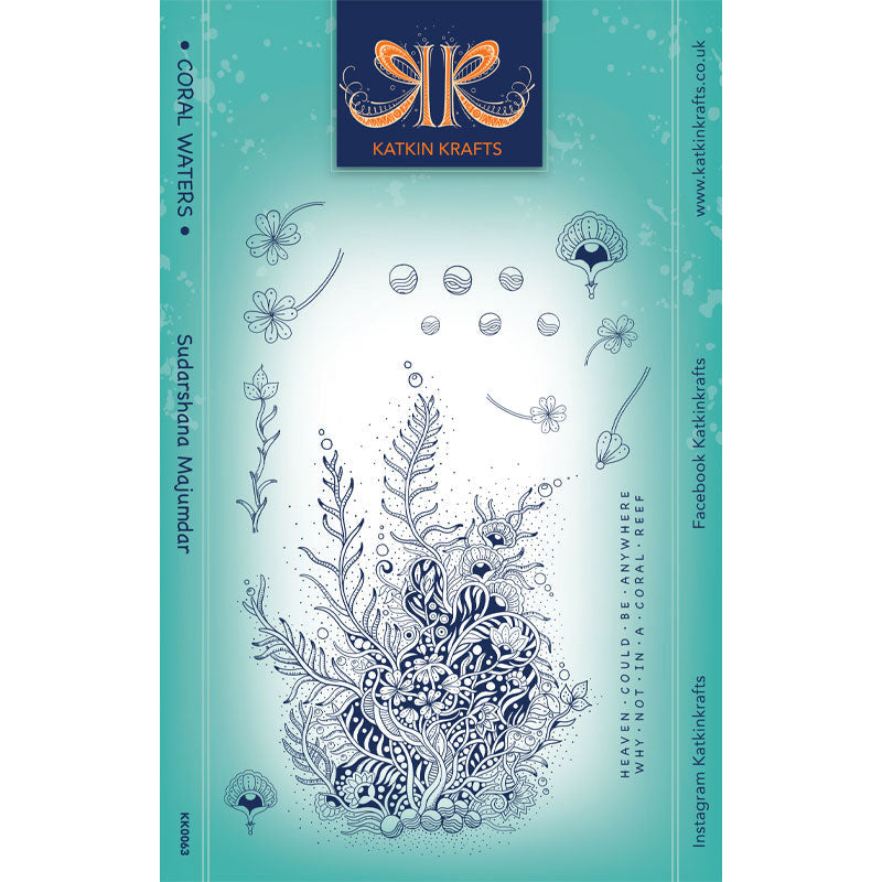 Juego de sellos transparentes Katkin Krafts Coral Waters de 6 x 8 pulgadas-1