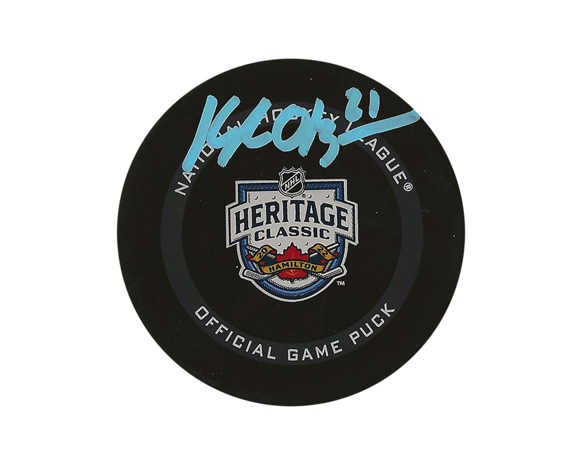 Kyle Okposo Autographed 2022 Heritage Classic Official Game Puck-1
