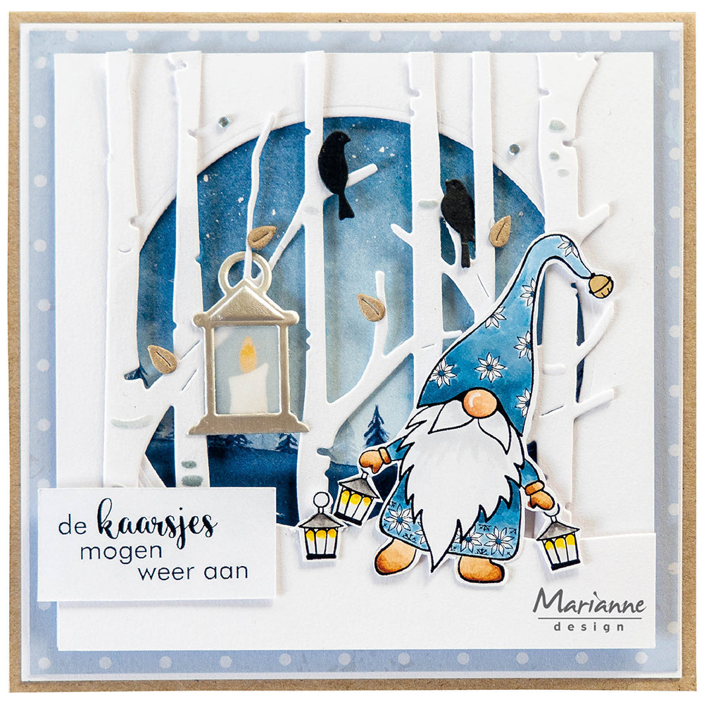 Marianne Design Clear Stamp & Die Set - Gnome & Lantern-2