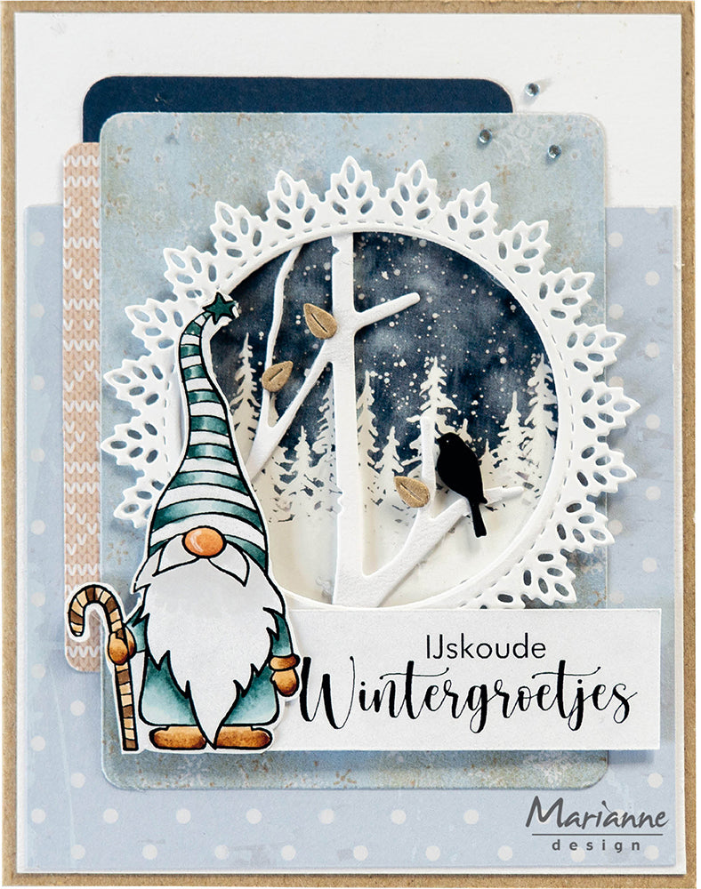 Marianne Design Clear Stamp & Die Set - Gnome & Cane-3