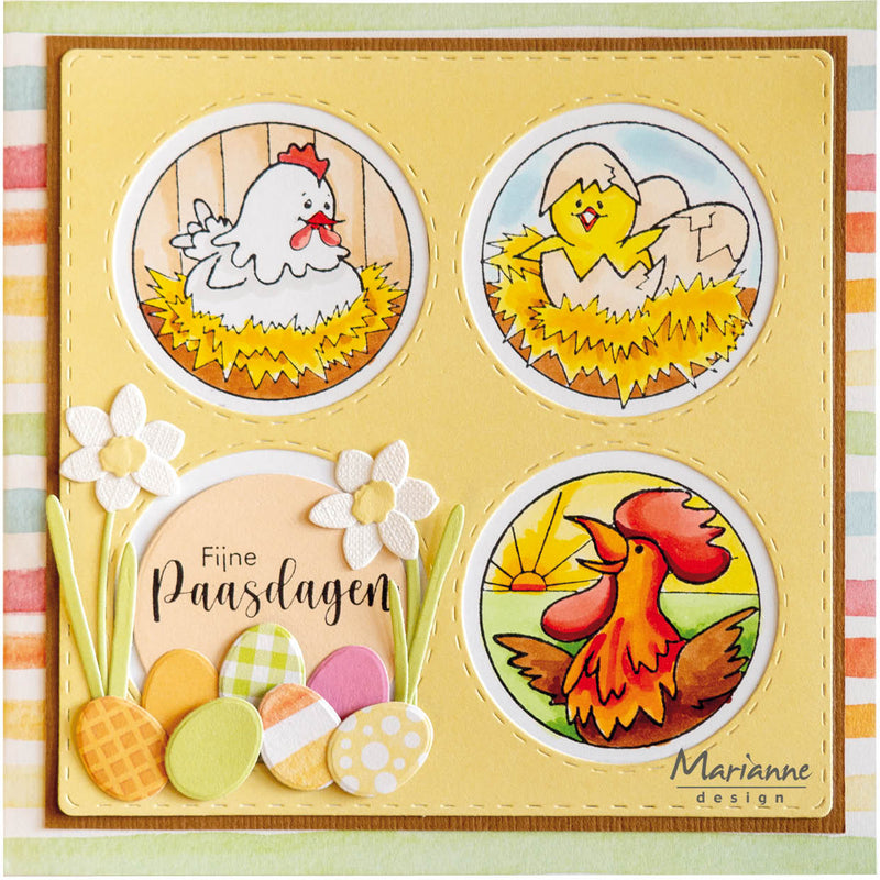 Marianne Design Clear Stamp - Hetty's Peek-A-Boo Chicken Family-2
