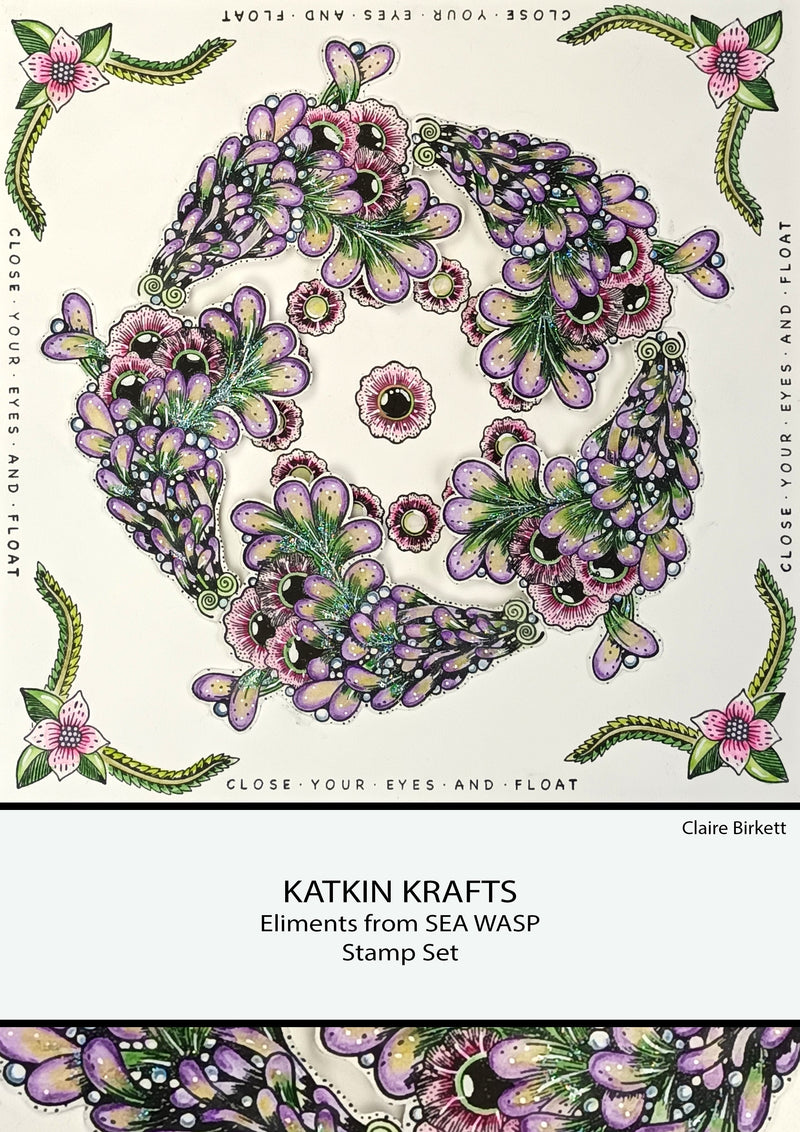 Katkin Krafts Sea Wasp 6 in x 8 in Clear Stamp Set-4