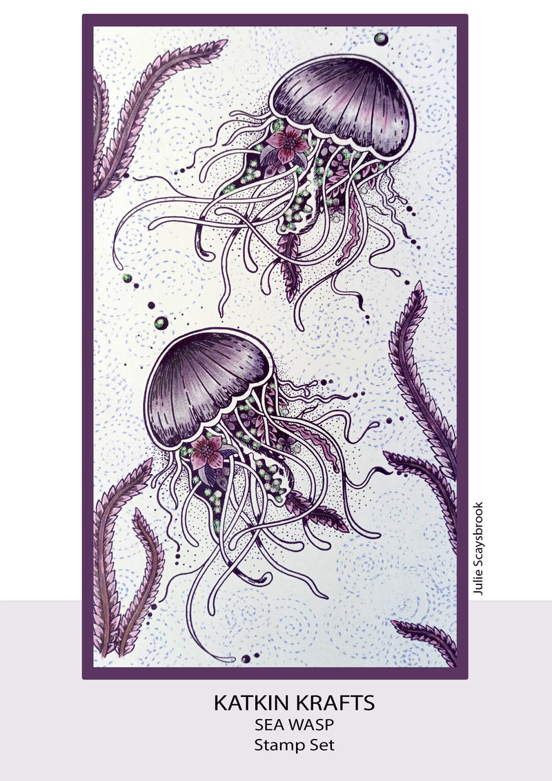 Katkin Krafts Sea Wasp 6 in x 8 in Clear Stamp Set-6