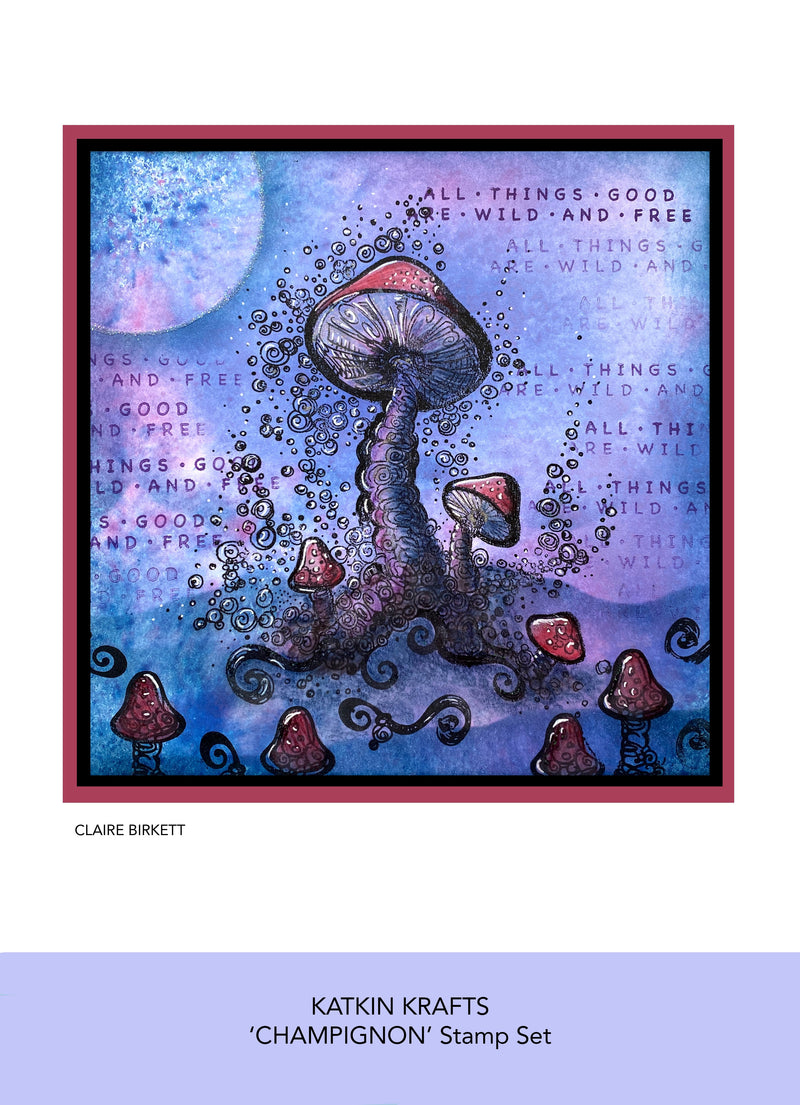 Katkin Krafts Champignon 6 in x 8 in Clear Stamp Set-4