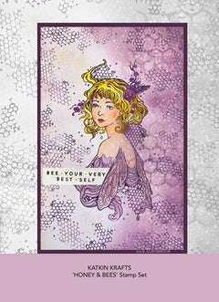 Katkin Krafts Honey & Bees 6 in x 8 in Clear Stamp Set-11