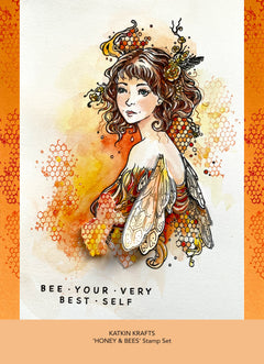 Katkin Krafts Honey & Bees 6 in x 8 in Clear Stamp Set-14
