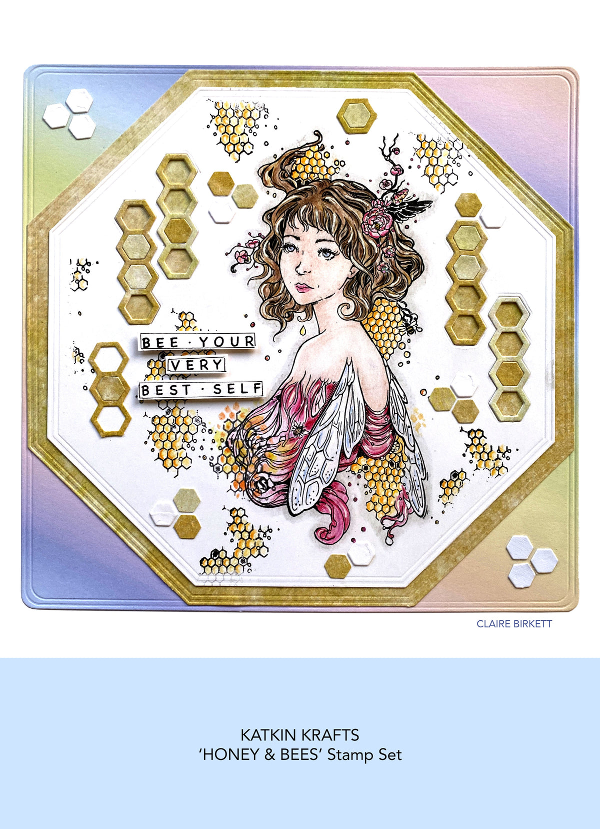 Katkin Krafts Honey & Bees 6 in x 8 in Clear Stamp Set-3