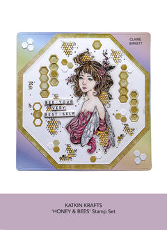 Katkin Krafts Honey & Bees 6 in x 8 in Clear Stamp Set-4