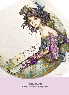 Katkin Krafts Honey & Bees 6 in x 8 in Clear Stamp Set-8