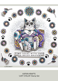 Katkin Krafts Just Chillin' 6 in x 8 in Clear Stamp Set-4