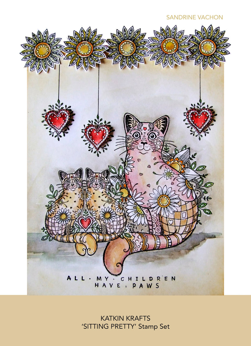 Katkin Krafts Sitting Pretty 6 in x 8 in Clear Stamp Set-5