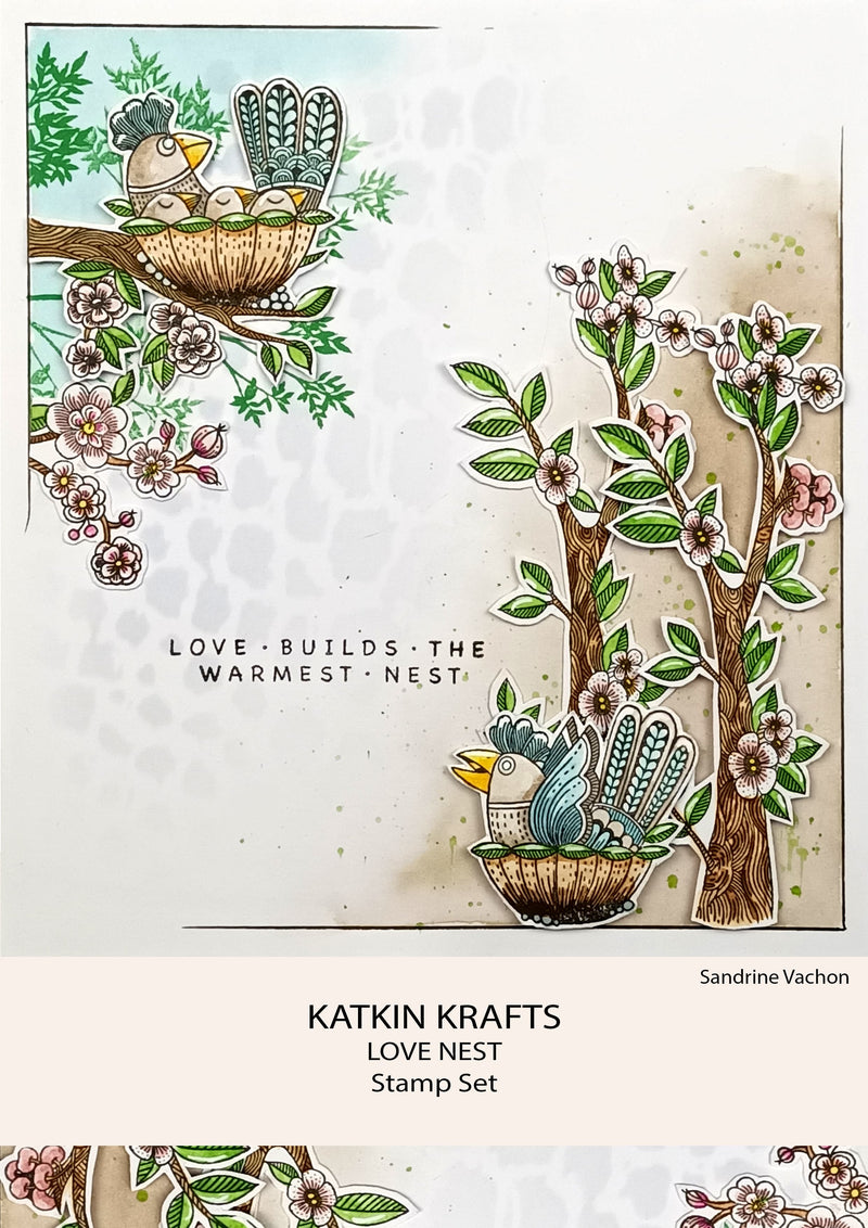 Katkin Krafts Love Nest 6 in x 8 in Clear Stamp Set-9