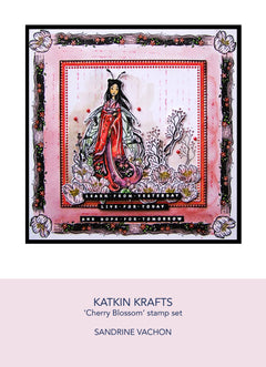 Katkin Krafts Cherry Blossom 6 in x 8 in Clear Stamp Set-2