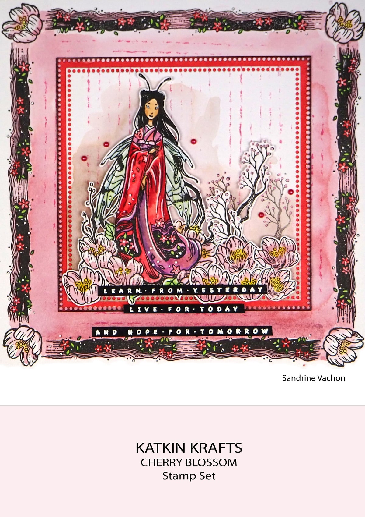 Katkin Krafts Cherry Blossom 6 in x 8 in Clear Stamp Set-3