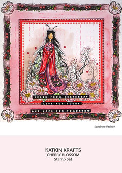 Katkin Krafts Cherry Blossom 6 in x 8 in Clear Stamp Set-3