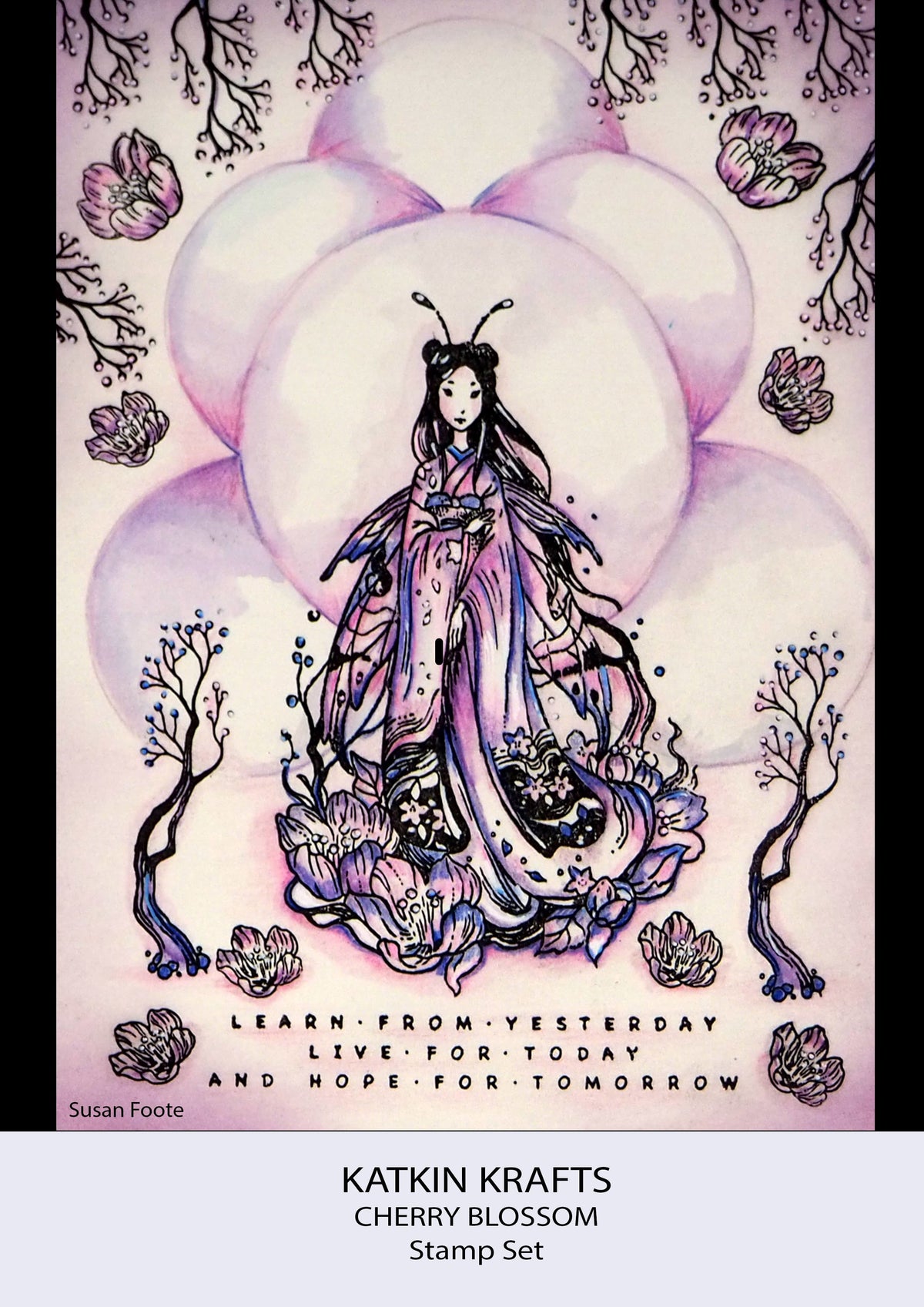 Katkin Krafts Cherry Blossom 6 in x 8 in Clear Stamp Set-4