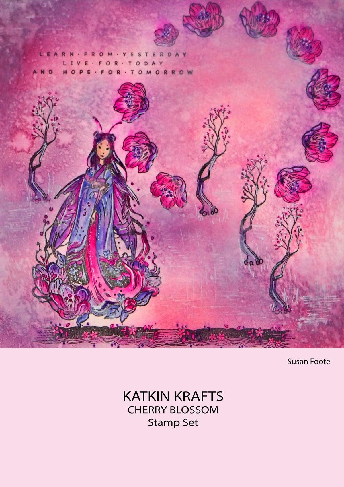 Katkin Krafts Cherry Blossom 6 in x 8 in Clear Stamp Set-5