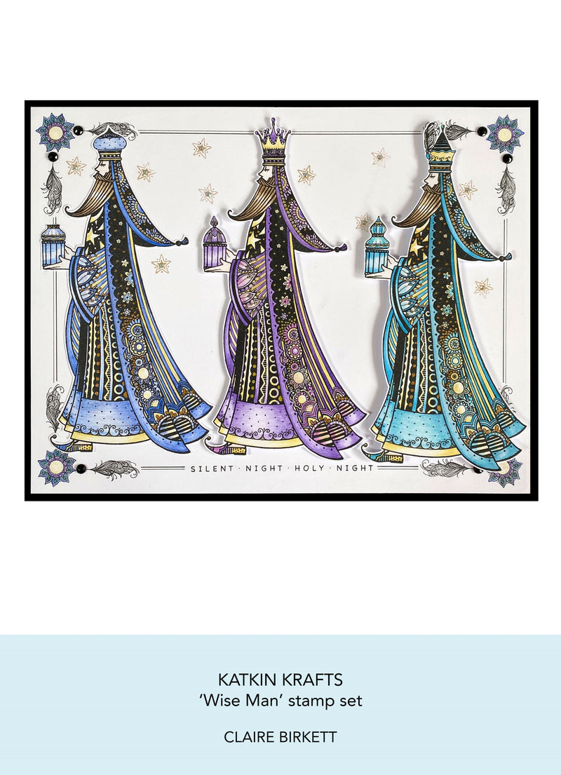 Juego de sellos transparentes Wise Man de 6 in x 8 in de Katkin Krafts-4