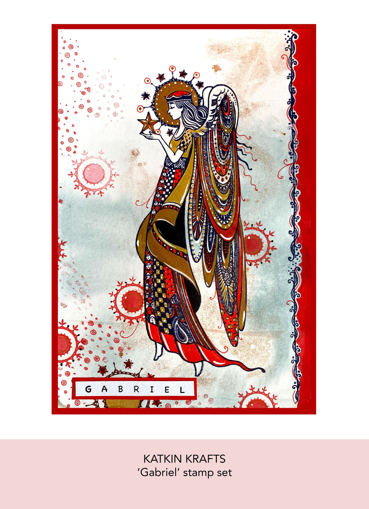 Katkin Krafts Gabriel 6 in x 8 in Clear Stamp Set-3