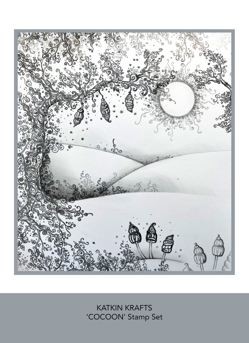 Katkin Krafts Cocoon 6 in x 8 in Clear Stamp Set-3