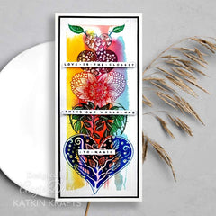 Katkin Krafts Cœurs Floraux 6 po x 8 po Ensemble de Tampons Transparents-10
