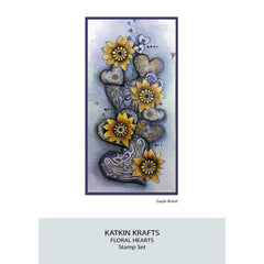 Katkin Krafts Cœurs Floraux 6 po x 8 po Ensemble de Tampons Transparents-3