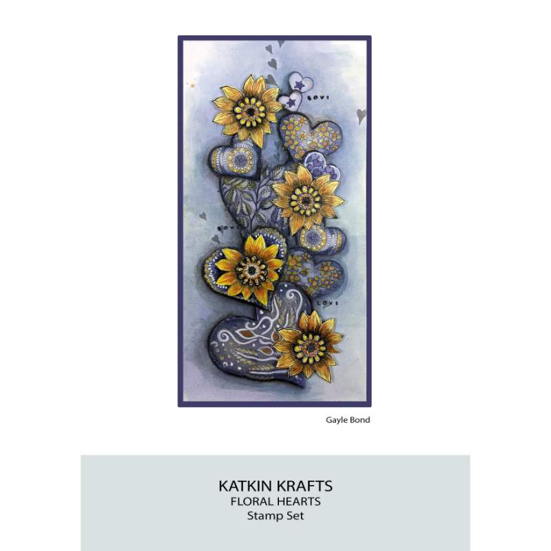 Katkin Krafts Cœurs Floraux 6 po x 8 po Ensemble de Tampons Transparents-3