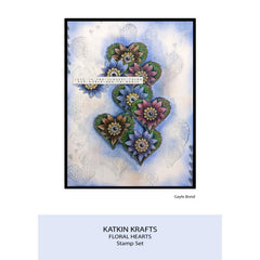 Katkin Krafts Cœurs Floraux 6 po x 8 po Ensemble de Tampons Transparents-5