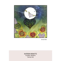 Katkin Krafts Cœurs Floraux 6 po x 8 po Ensemble de Tampons Transparents-6