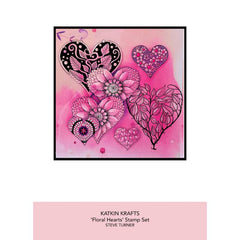Katkin Krafts Cœurs Floraux 6 po x 8 po Ensemble de Tampons Transparents-8