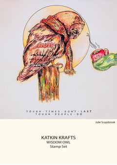 Katkin Krafts Wisdom Owl 6 in x 8 in Clear Stamp Set-5