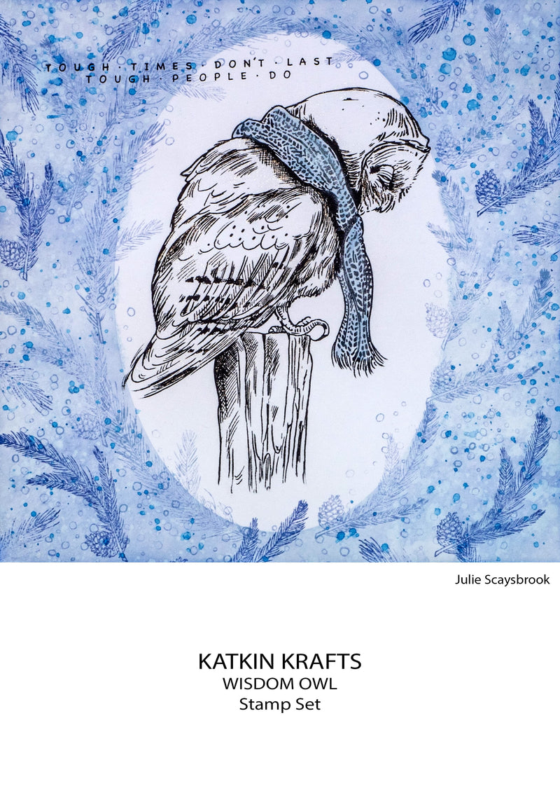 Katkin Krafts Wisdom Owl 6 in x 8 in Clear Stamp Set-6